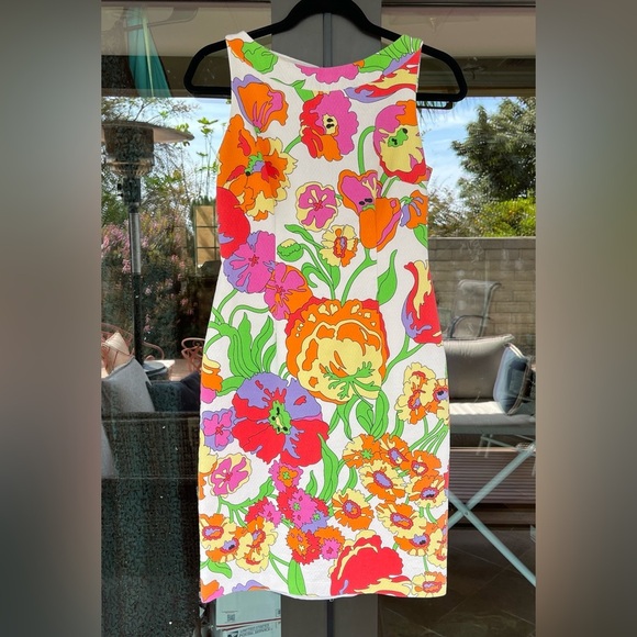 DAVID MEISTER ~ Bright Retro Print Sheath Dress with Back Tie Detail ~ Size 2 - Picture 1 of 8